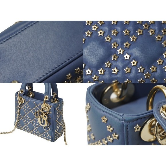 Dior  Handbag Lady Star Christian Leather  2WAY Blue - Picture 7 of 10